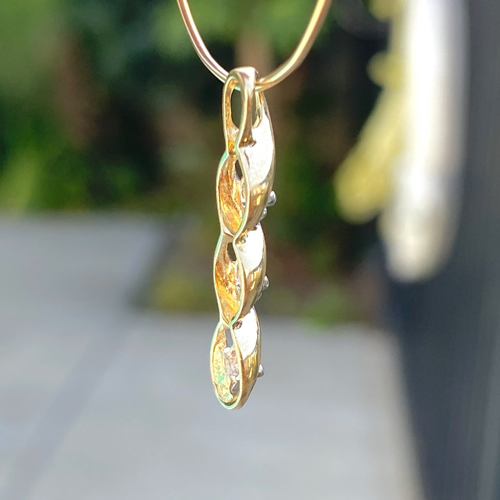 10KY Gold 3 Diamond Drop Pendant Triple Infinity - Picture 7 of 8